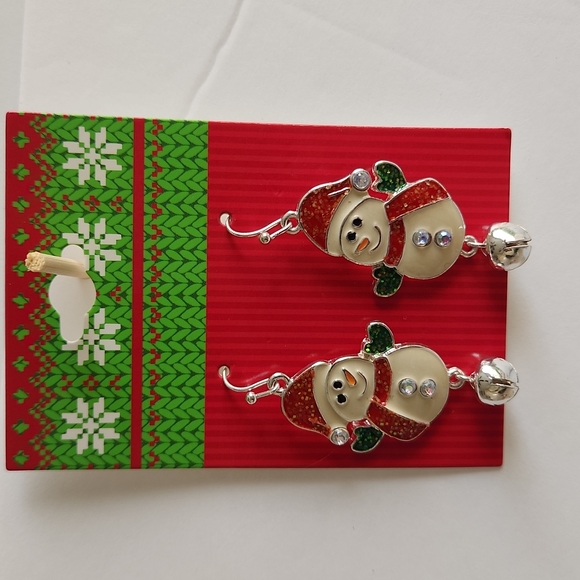 Beautiful Red/White Snowman Christmas Hook Drop Dangle - Picture 2 of 4